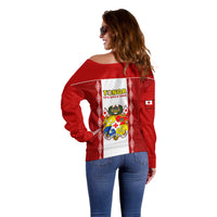 Tonga Football Off Shoulder Sweater Tongan Ngatu Pattern Sporty Style LT14 - Polynesian Pride