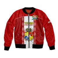 Personalised Tonga Football Bomber Jacket Tongan Ngatu Pattern Sporty Style LT14 Unisex Red - Polynesian Pride