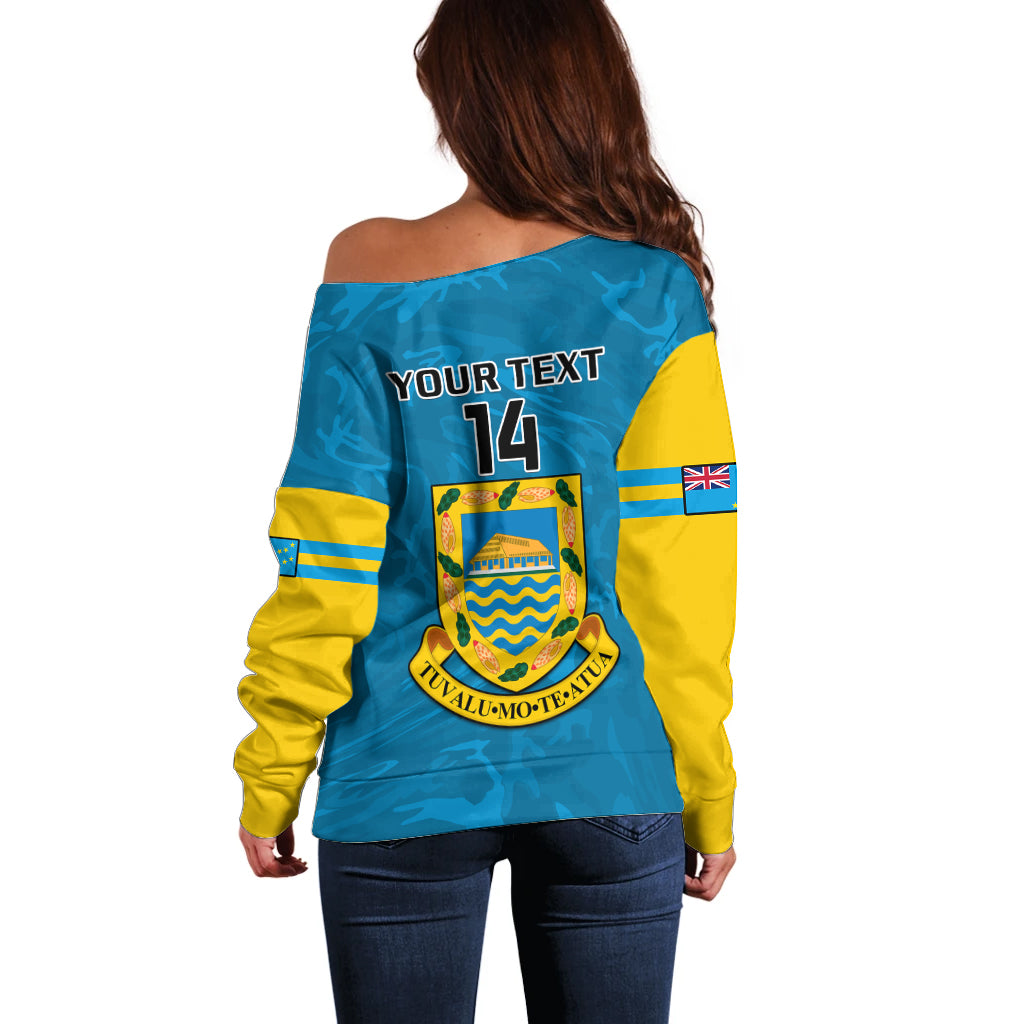Personalised Tuvalu Islands Football Off Shoulder Sweater Polynesian Pattern Sporty Style LT14 - Polynesian Pride