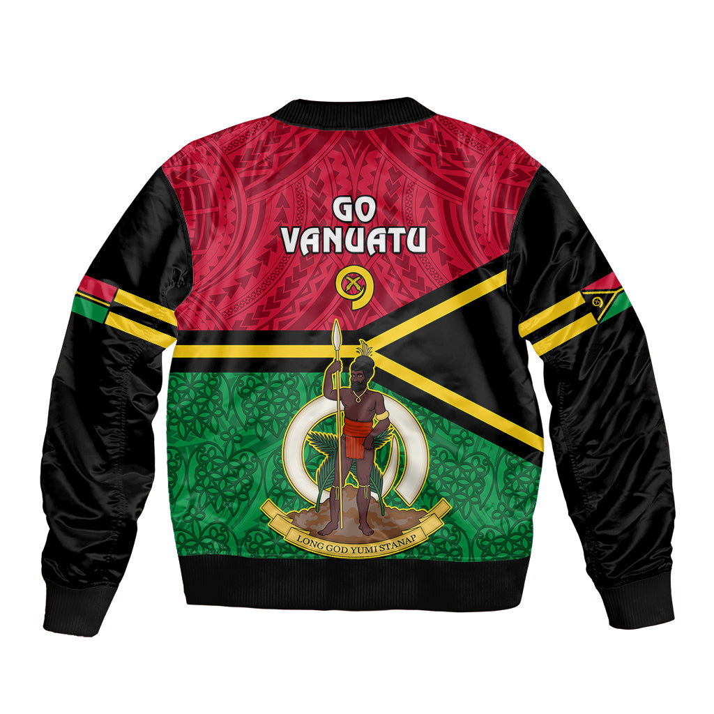 Vanuatu Football Bomber Jacket Vanuatuan Coat Of Arm Polynesian Flag Style LT14 - Polynesian Pride