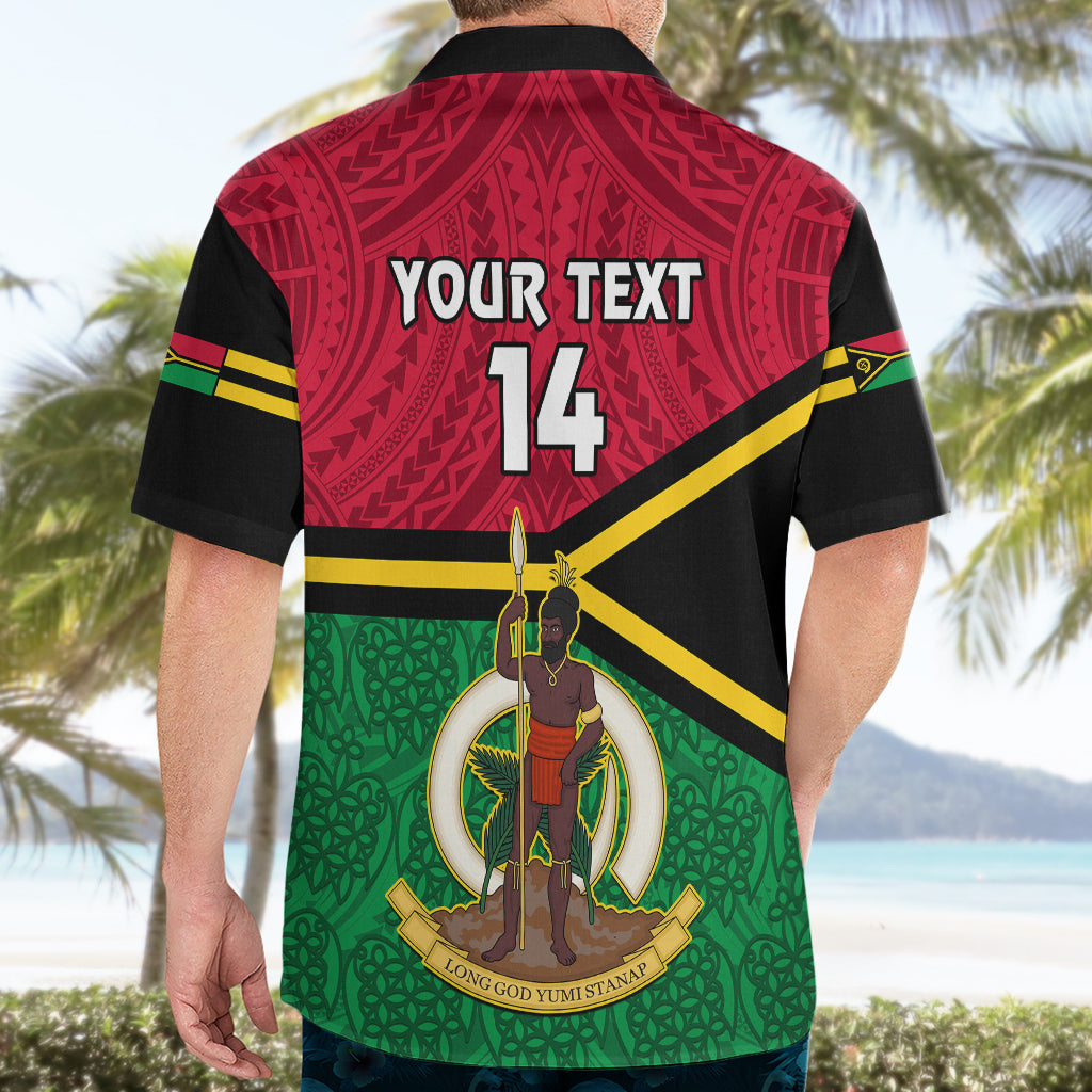 Personalised Vanuatu Football Hawaiian Shirt Vanuatuan Coat Of Arm Polynesian Flag Style LT14 - Polynesian Pride