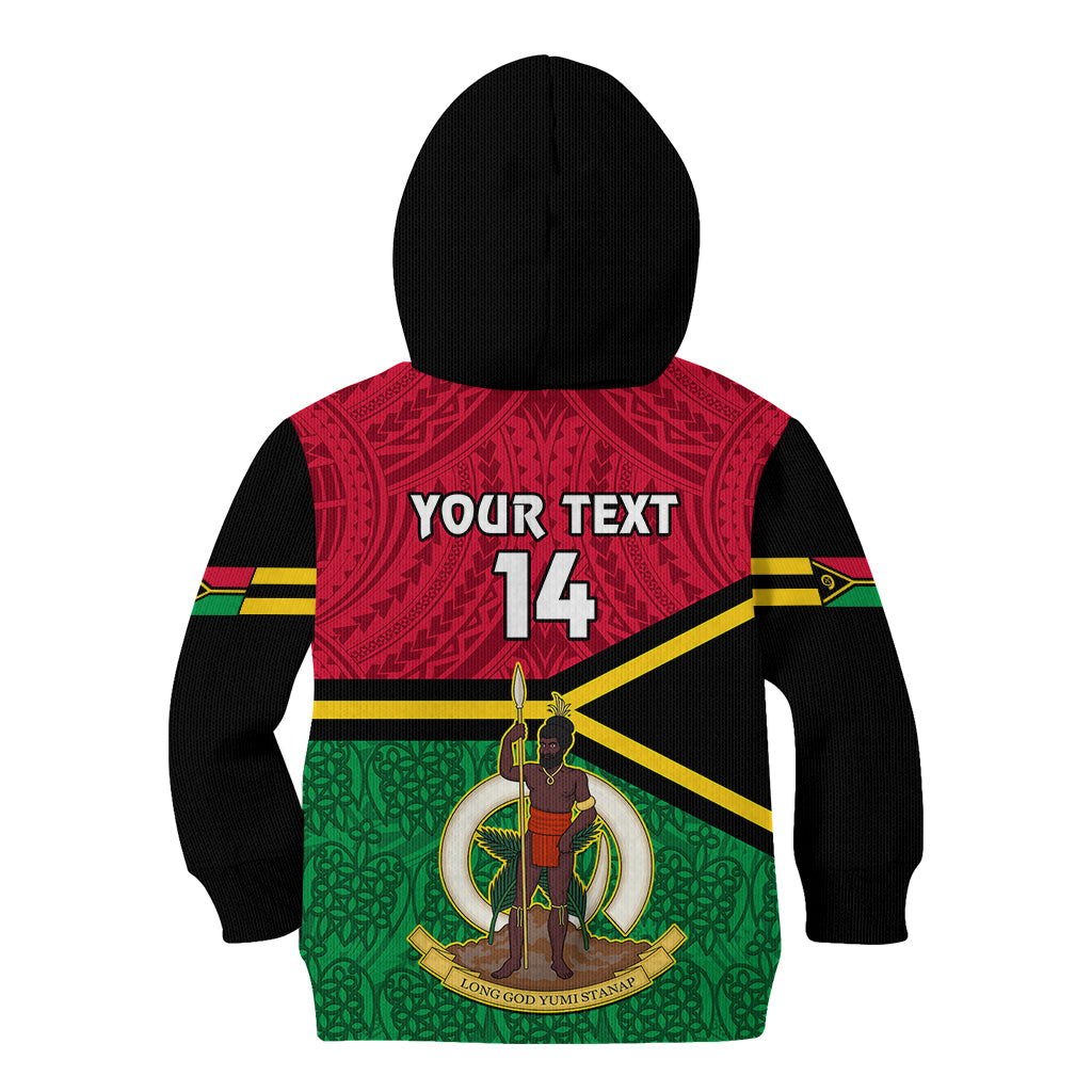 Personalised Vanuatu Football Kid Hoodie Vanuatuan Coat Of Arm Polynesian Flag Style LT14 - Polynesian Pride