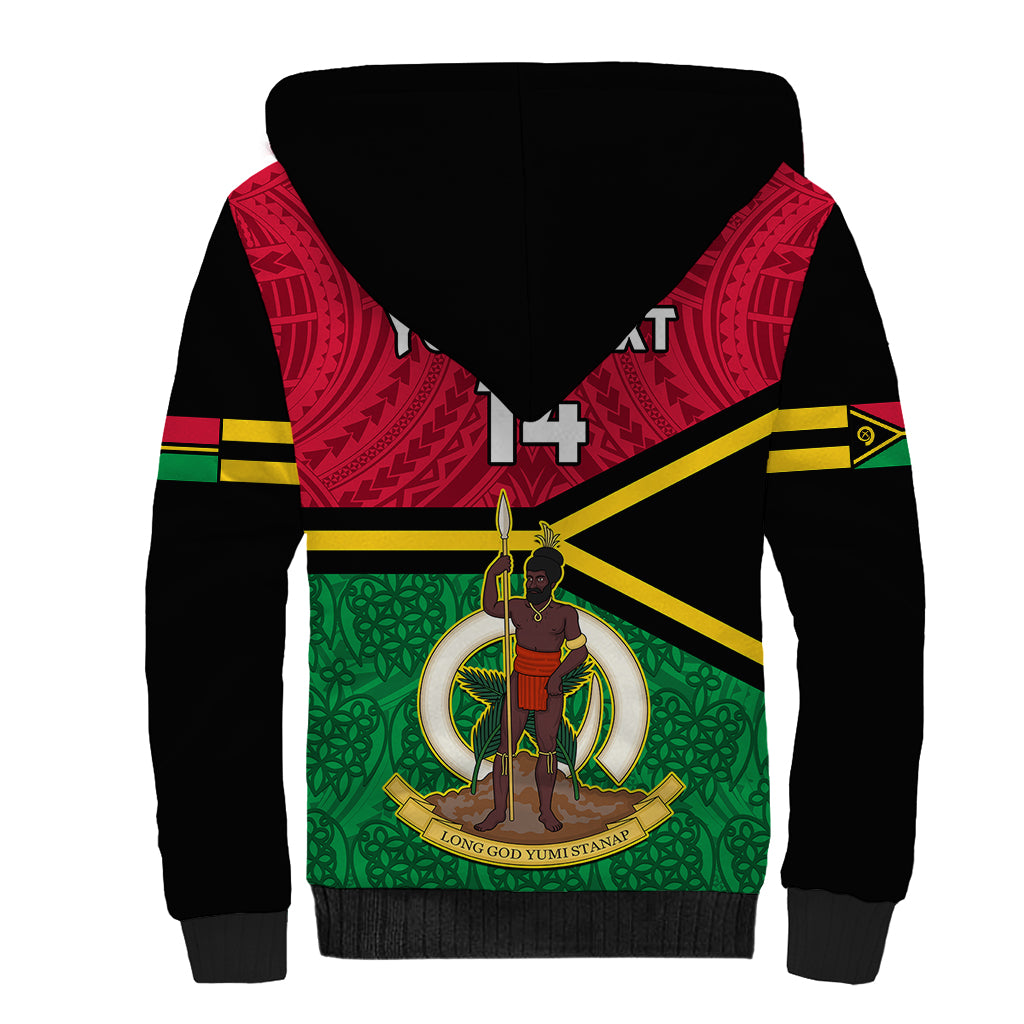 Personalised Vanuatu Football Sherpa Hoodie Vanuatuan Coat Of Arm Polynesian Flag Style LT14 - Polynesian Pride