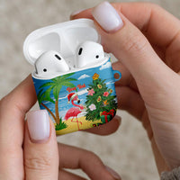 Flamingo Hawaii Summer Christmas Personalized AirPods Case Mele Kalikimaka Beachy Vibes
