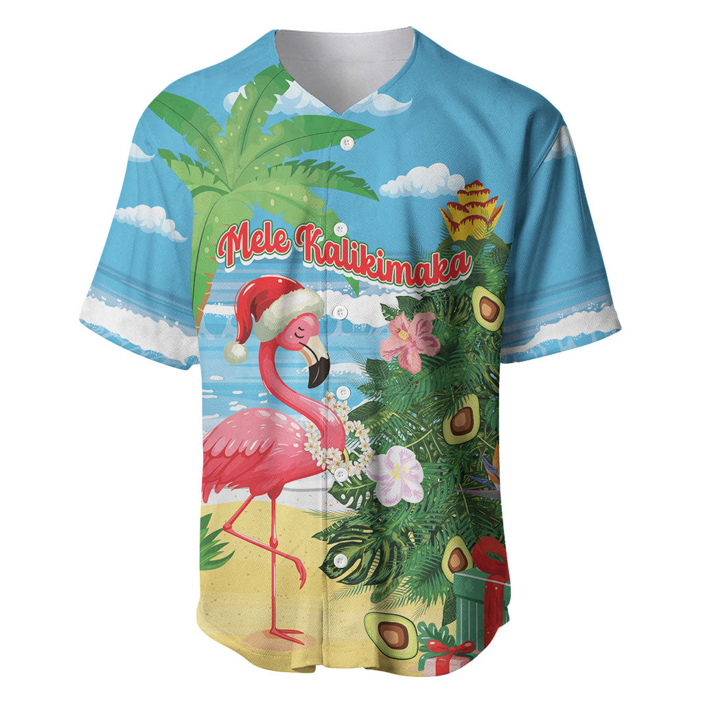 Flamingo Hawaii Summer Christmas Personalized Baseball Jersey Mele Kalikimaka Beachy Vibes