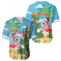 Flamingo Hawaii Summer Christmas Personalized Baseball Jersey Mele Kalikimaka Beachy Vibes