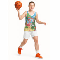 Flamingo Hawaii Summer Christmas Personalized Basketball Jersey Mele Kalikimaka Beachy Vibes