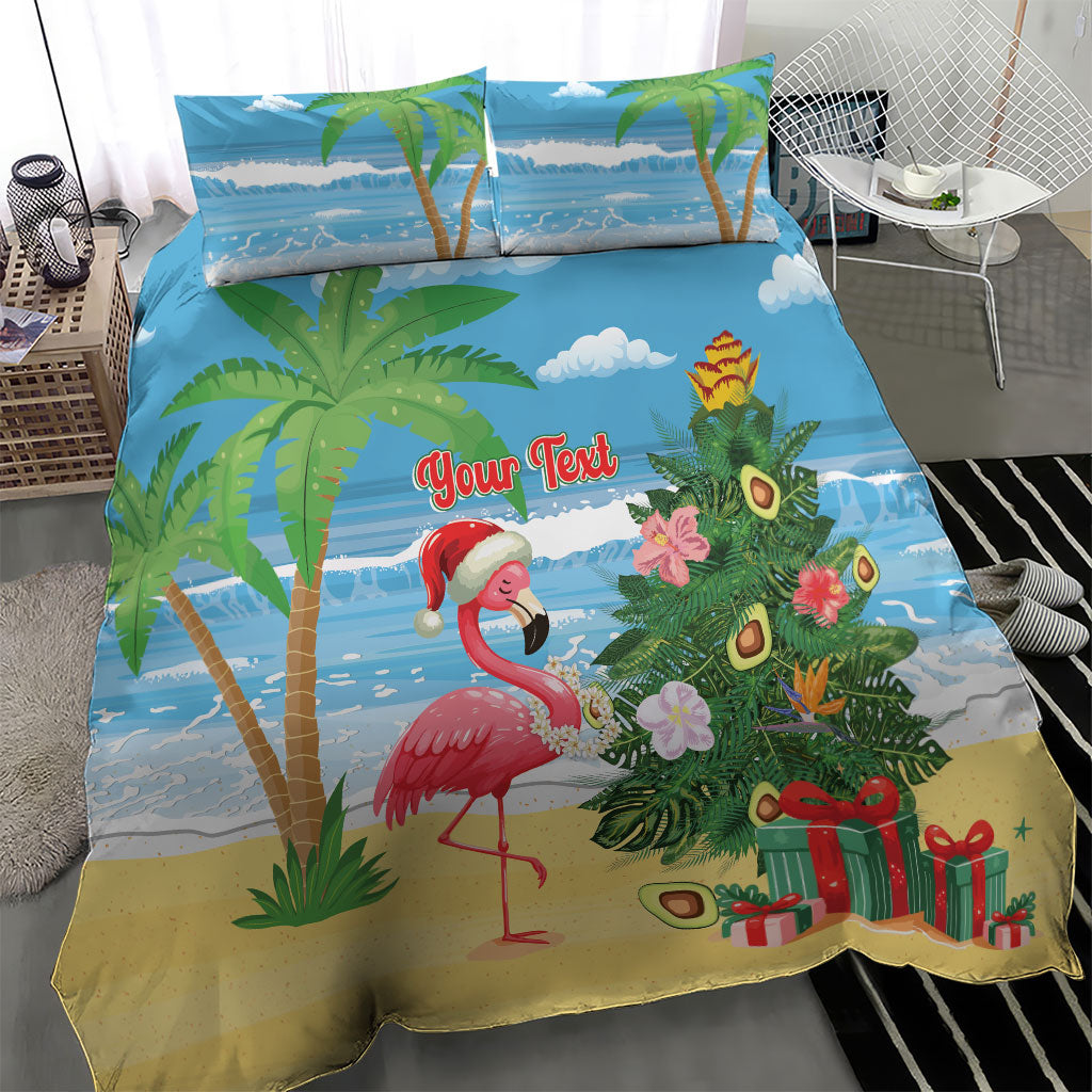 Flamingo Hawaii Summer Christmas Personalized Bedding Set Mele Kalikimaka Beachy Vibes