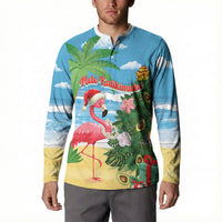Flamingo Hawaii Summer Christmas Personalized Button Sweatshirt Mele Kalikimaka Beachy Vibes
