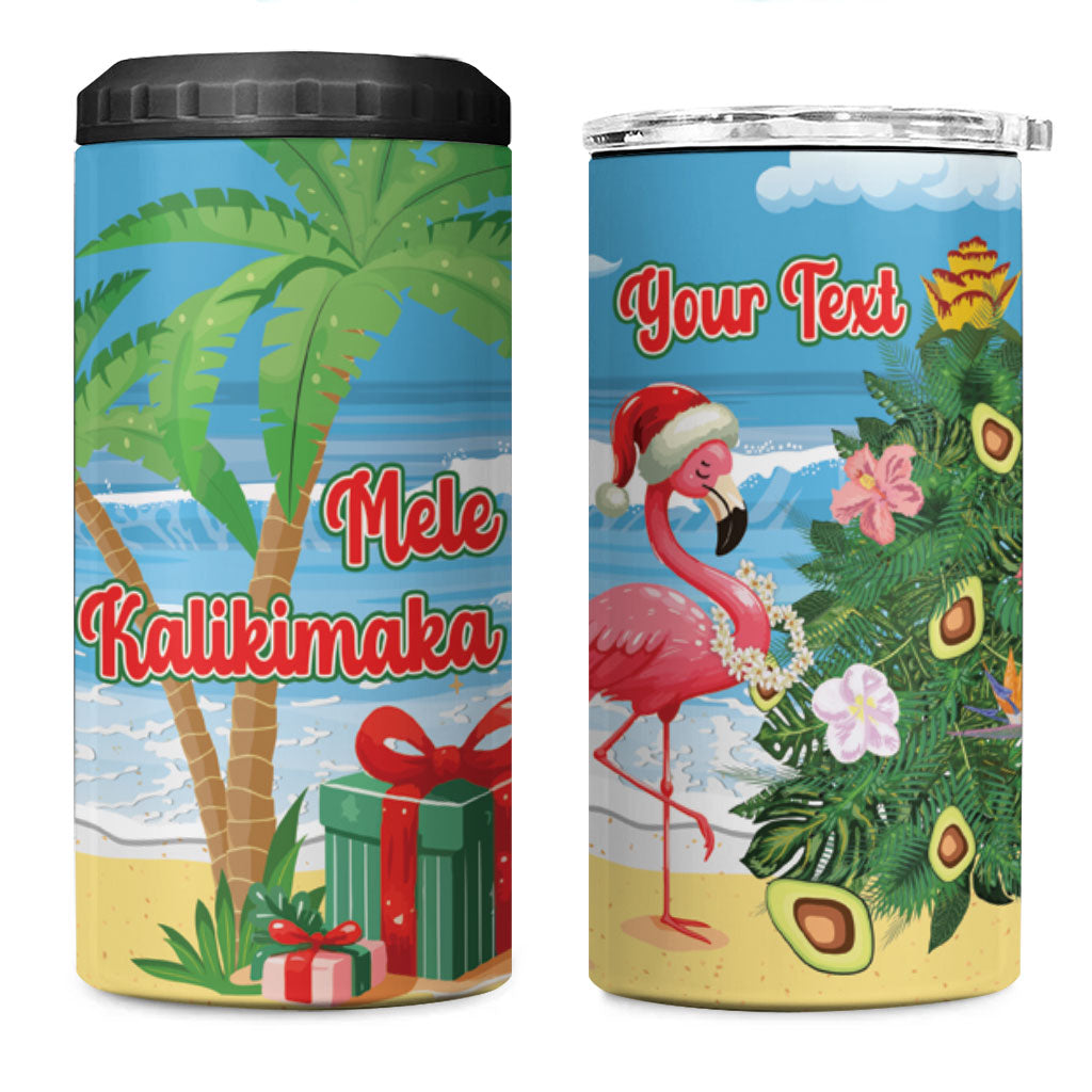Flamingo Hawaii Summer Christmas Personalized 4 in 1 Can Cooler Tumbler Mele Kalikimaka Beachy Vibes