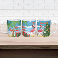 Flamingo Hawaii Summer Christmas Personalized Ceramic Mug Mele Kalikimaka Beachy Vibes