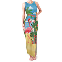 Flamingo Hawaii Summer Christmas Personalized Family Matching Tank Maxi Dress and Hawaiian Shirt Mele Kalikimaka Beachy Vibes