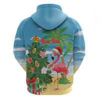 Flamingo Hawaii Summer Christmas Personalized Hoodie Mele Kalikimaka Beachy Vibes