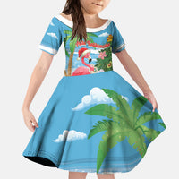 Flamingo Hawaii Summer Christmas Personalized Kid Short Sleeve Dress Mele Kalikimaka Beachy Vibes