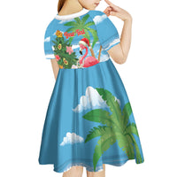 Flamingo Hawaii Summer Christmas Personalized Kid Short Sleeve Dress Mele Kalikimaka Beachy Vibes