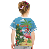 Flamingo Hawaii Summer Christmas Personalized Kid T Shirt Mele Kalikimaka Beachy Vibes