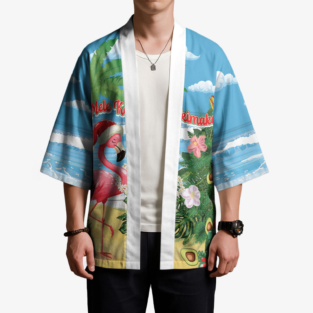 Flamingo Hawaii Summer Christmas Personalized Kimono Mele Kalikimaka Beachy Vibes