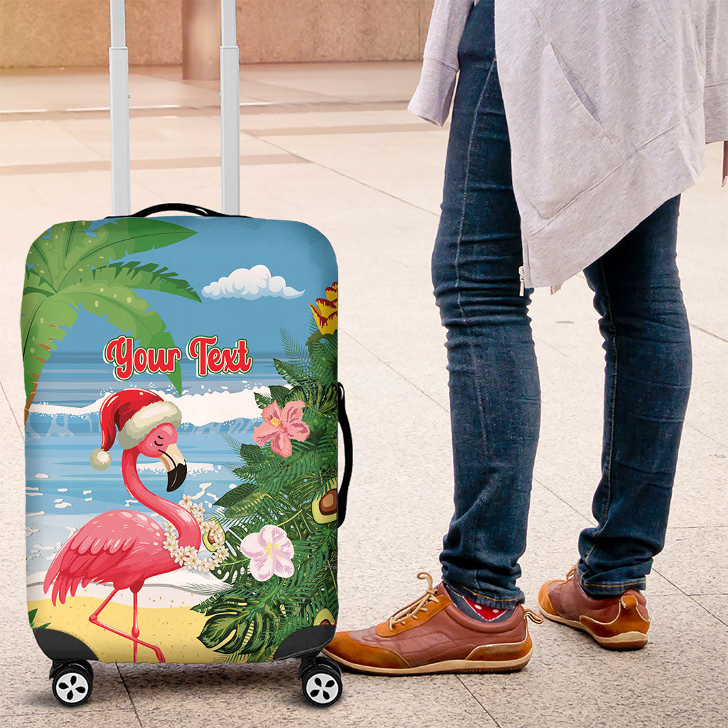 Flamingo Hawaii Summer Christmas Personalized Luggage Cover Mele Kalikimaka Beachy Vibes
