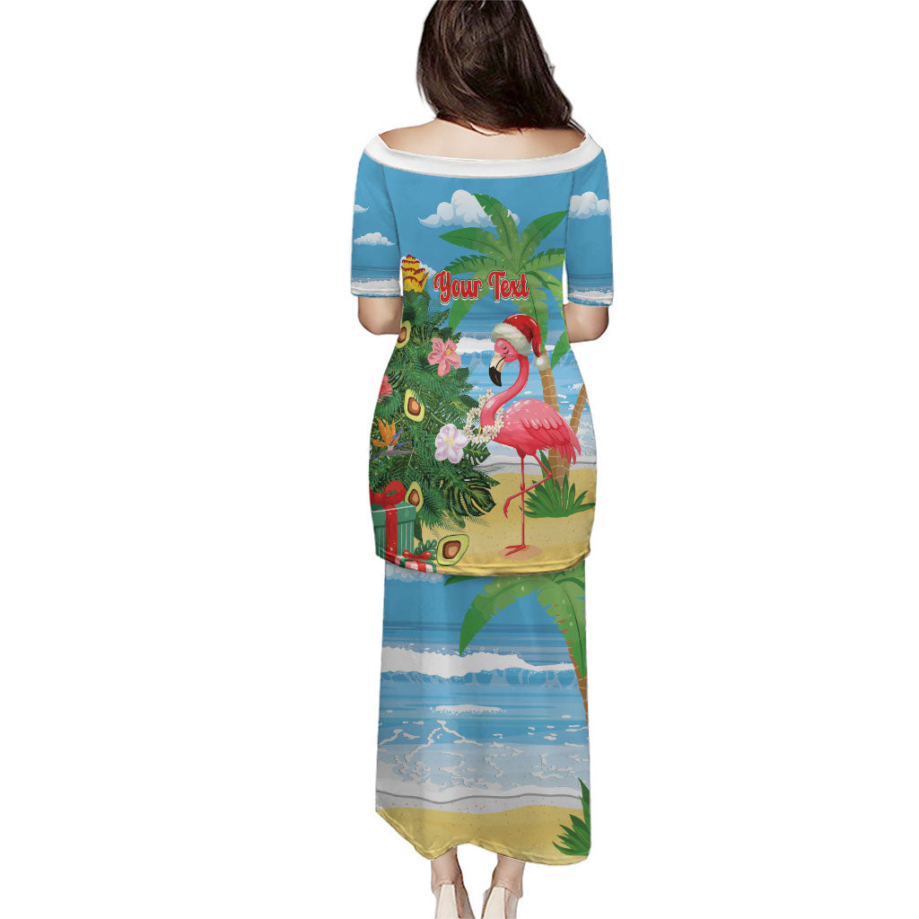Flamingo Hawaii Summer Christmas Personalized Puletasi Mele Kalikimaka Beachy Vibes