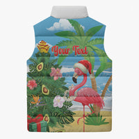 Flamingo Hawaii Summer Christmas Personalized Sleeveless Puffer Jacket Mele Kalikimaka Beachy Vibes