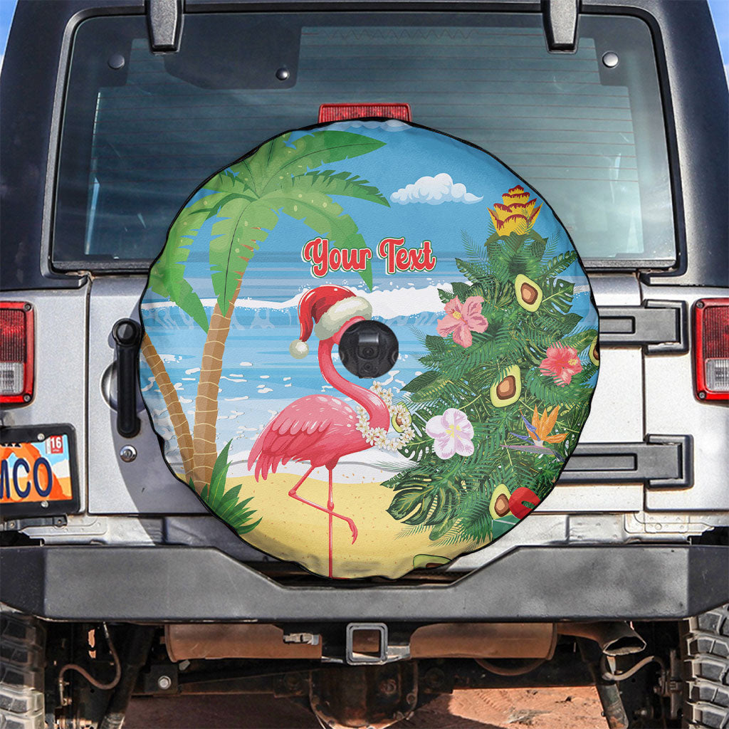 Flamingo Hawaii Summer Christmas Personalized Spare Tire Cover Mele Kalikimaka Beachy Vibes