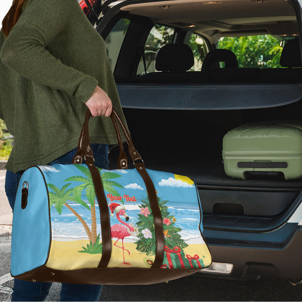 Flamingo Hawaii Summer Christmas Personalized Travel Bag Mele Kalikimaka Beachy Vibes