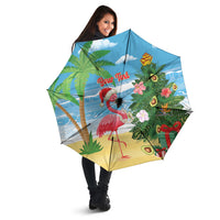 Flamingo Hawaii Summer Christmas Personalized Umbrella Mele Kalikimaka Beachy Vibes