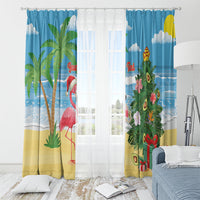 Flamingo Hawaii Summer Christmas Personalized Window Curtain Mele Kalikimaka Beachy Vibes