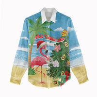 Flamingo Hawaii Summer Christmas Personalized Women Casual Shirt Mele Kalikimaka Beachy Vibes