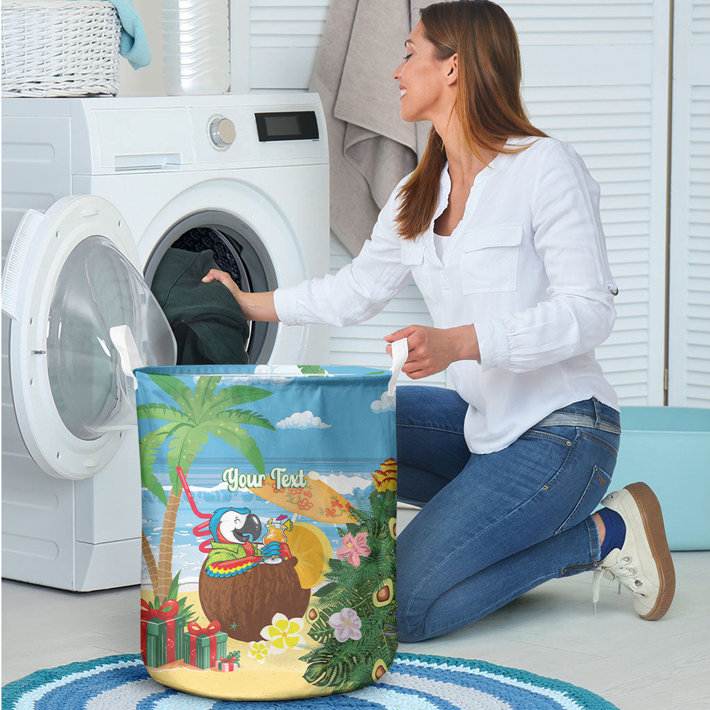Chilling Parrot Hawaii Summer Christmas Personalized Laundry Basket It's 5 O'Clock Somewhere Beachy Vibes
