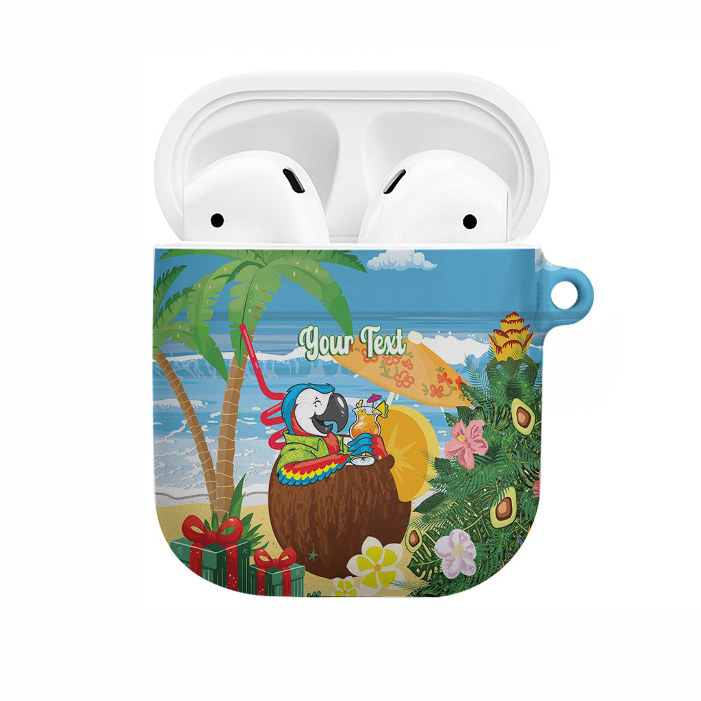 Chilling Parrot Hawaii Summer Christmas Personalized AirPods Case It's 5 O'Clock Somewhere Beachy Vibes