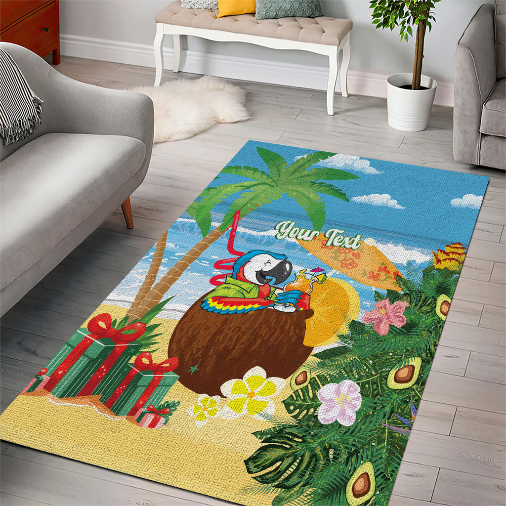 Chilling Parrot Hawaii Summer Christmas Personalized Area Rug It's 5 O'Clock Somewhere Beachy Vibes