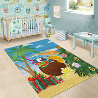 Chilling Parrot Hawaii Summer Christmas Personalized Area Rug It's 5 O'Clock Somewhere Beachy Vibes