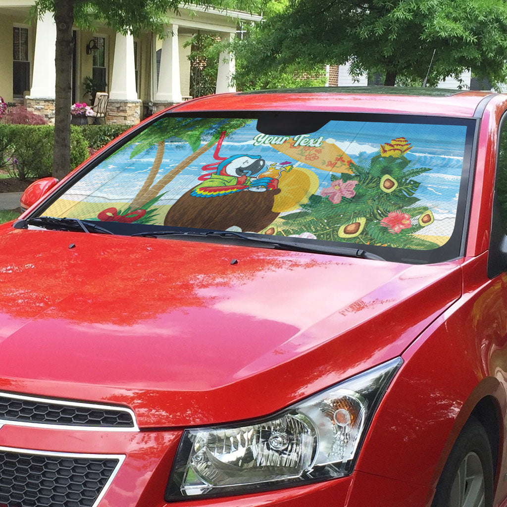 Chilling Parrot Hawaii Summer Christmas Personalized Auto Sun Shade It's 5 O'Clock Somewhere Beachy Vibes