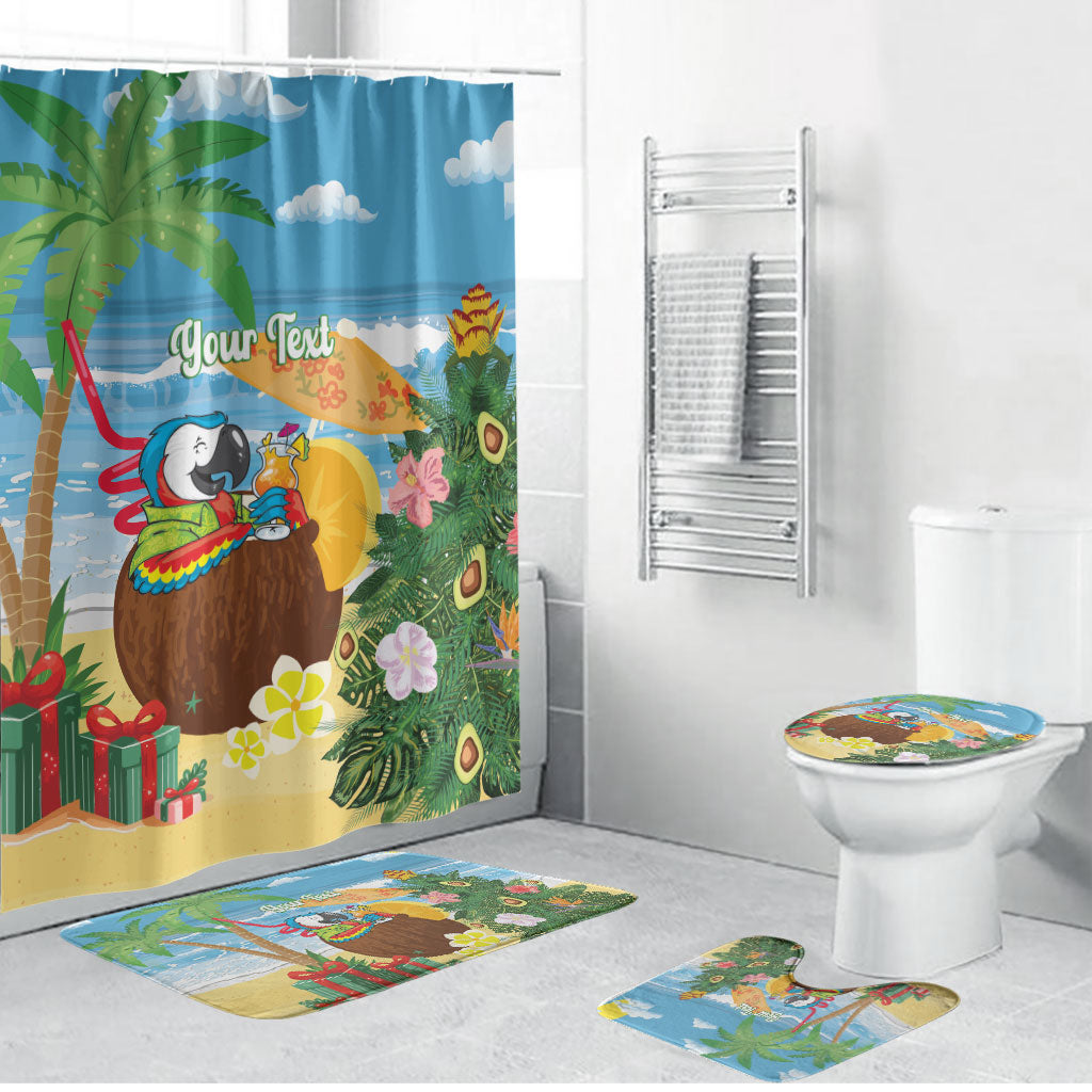 Chilling Parrot Hawaii Summer Christmas Personalized Bathroom Set It's 5 O'Clock Somewhere Beachy Vibes