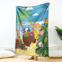 Chilling Parrot Hawaii Summer Christmas Personalized Blanket It's 5 O'Clock Somewhere Beachy Vibes
