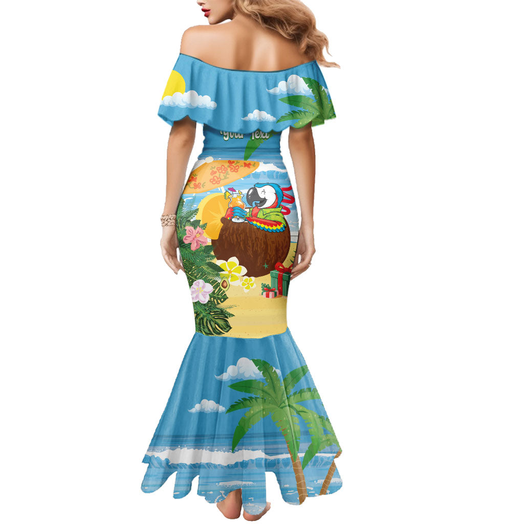 Chilling Parrot Hawaii Summer Christmas Personalized Family Matching Mermaid Dress and Hawaiian Shirt It's 5 O'Clock Somewhere Beachy Vibes
