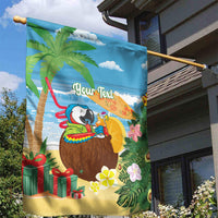 Chilling Parrot Hawaii Summer Christmas Personalized Garden Flag It's 5 O'Clock Somewhere Beachy Vibes