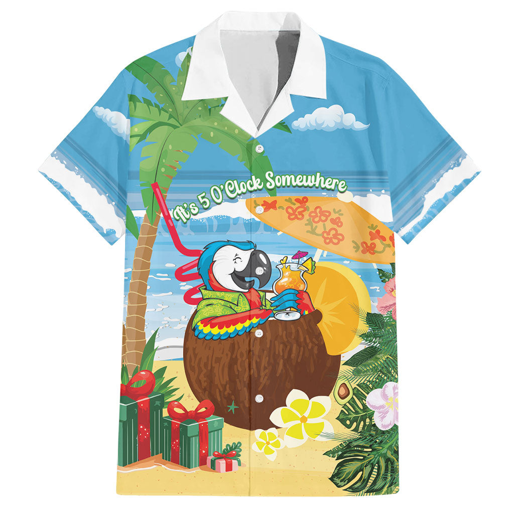 Chilling Parrot Hawaii Summer Christmas Personalized Hawaiian Shirt It's 5 O'Clock Somewhere Beachy Vibes