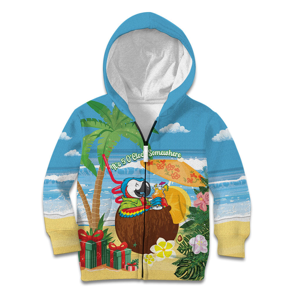 Chilling Parrot Hawaii Summer Christmas Personalized Kid Hoodie It's 5 O'Clock Somewhere Beachy Vibes
