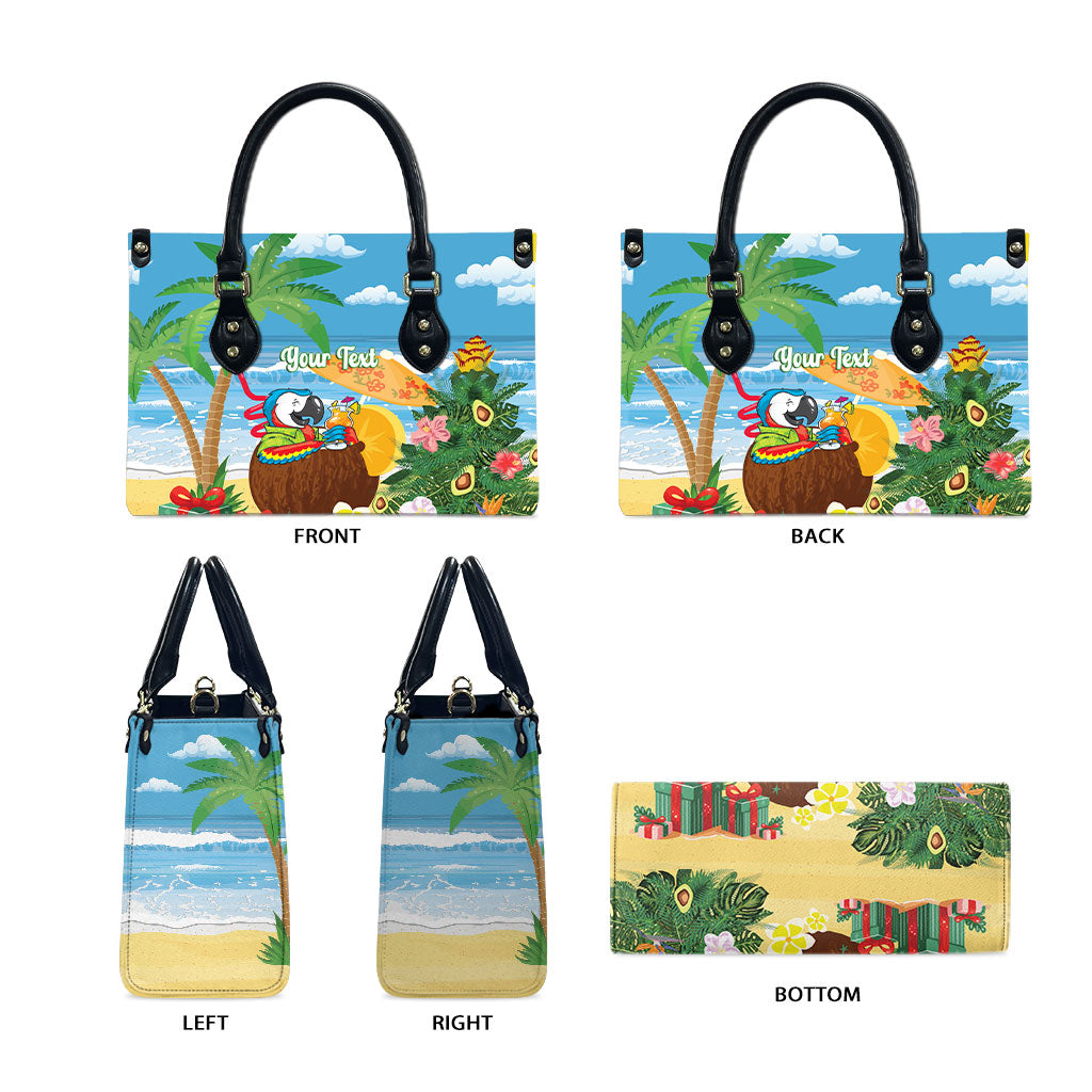 Chilling Parrot Hawaii Summer Christmas Personalized Leather Bag It's 5 O'Clock Somewhere Beachy Vibes