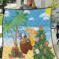 Chilling Parrot Hawaii Summer Christmas Personalized Quilt It's 5 O'Clock Somewhere Beachy Vibes