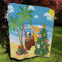 Chilling Parrot Hawaii Summer Christmas Personalized Quilt It's 5 O'Clock Somewhere Beachy Vibes