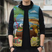 Chilling Parrot Hawaii Summer Christmas Personalized Sleeveless Puffer Jacket It's 5 O'Clock Somewhere Beachy Vibes
