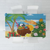 Chilling Parrot Hawaii Summer Christmas Personalized Tablecloth It's 5 O'Clock Somewhere Beachy Vibes