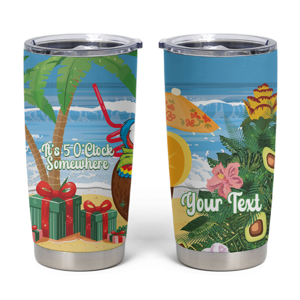 Chilling Parrot Hawaii Summer Christmas Personalized Tumbler Cup It's 5 O'Clock Somewhere Beachy Vibes