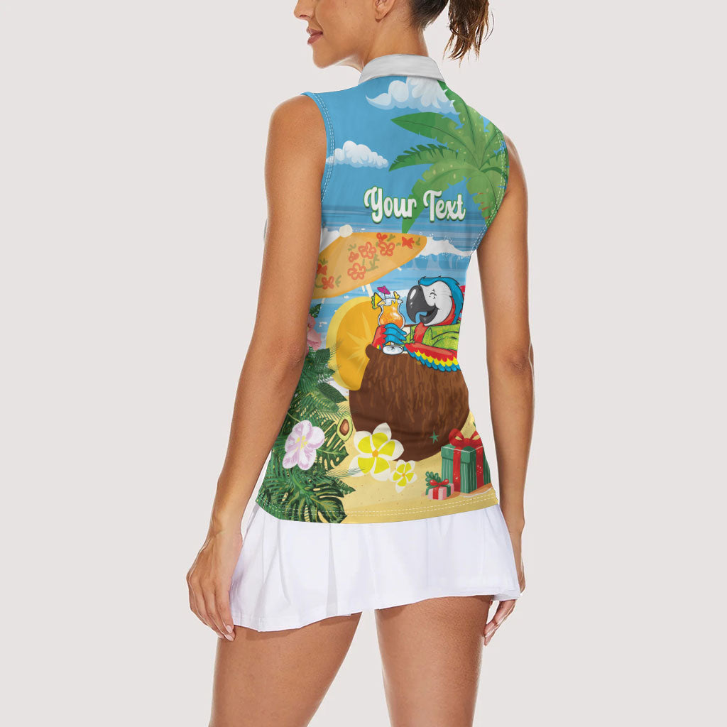 Chilling Parrot Hawaii Summer Christmas Personalized Women Sleeveless Polo Shirt It's 5 O'Clock Somewhere Beachy Vibes