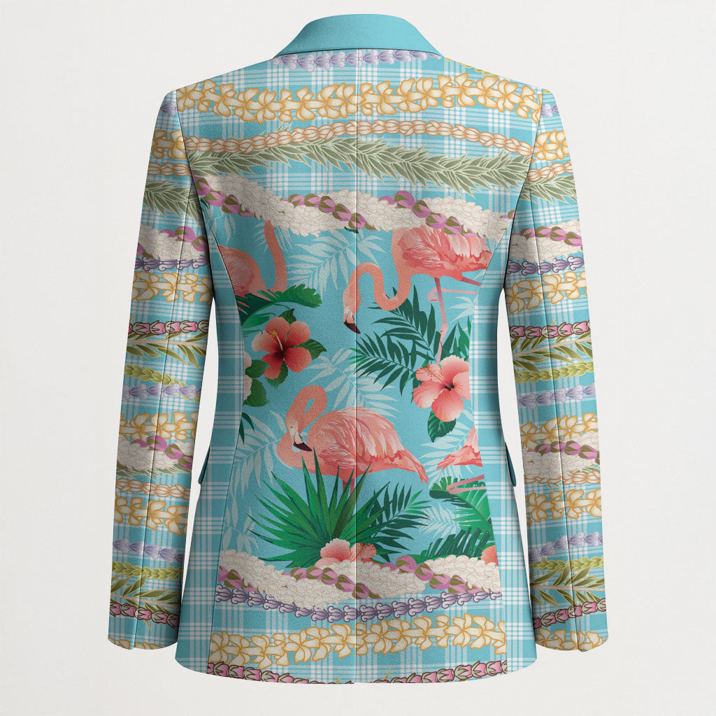 Flamingo Hawaii Summer Blazer Hawaiian Lei Pakala Motifs Tropical Style