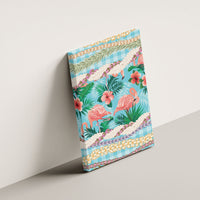 Flamingo Hawaii Summer Canvas Wall Art Hawaiian Lei Pakala Motifs Tropical Style