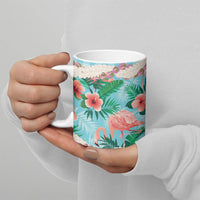 Flamingo Hawaii Summer Ceramic Mug Hawaiian Lei Pakala Motifs Tropical Style